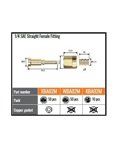 XBA02M RACCORDO DRITTO PRESS. 1/4 SAE F.X QUADRA 4