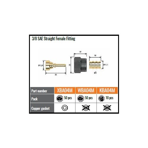 WBA04M RACCORDO DRITTO PRESS. 3/8 SAE F.X QUADRA 4