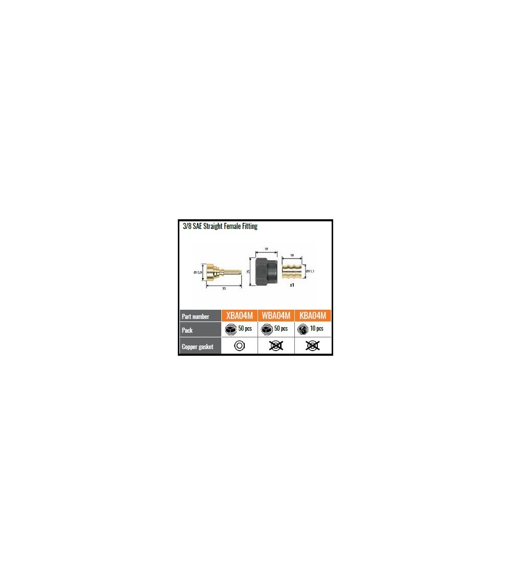 WBA04M RACCORDO DRITTO PRESS. 3/8 SAE F.X QUADRA 4