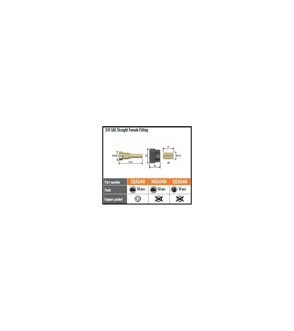 XBA04N    RACCORDO DRITTO 3/8 SAE F.X QUADRA DN6