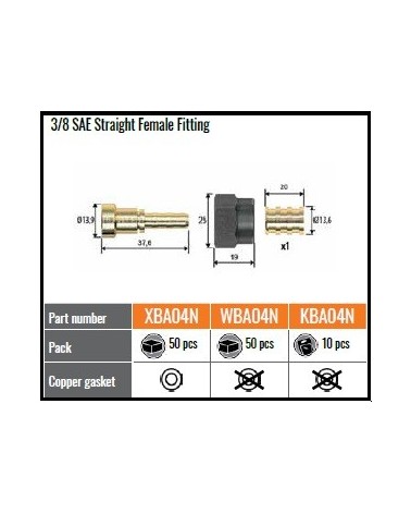 XBA04N    RACCORDO DRITTO 3/8 SAE F.X QUADRA DN6