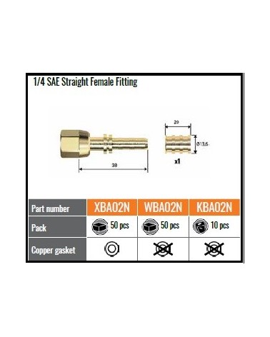 XBA02N   RACCORDO DRITTO 1/4 SAE F.X QUADRA DN6