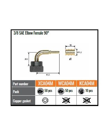 WCA04M    RACCORDO 90°  3/8 SAE F.A PRESS.X QUADRA 4