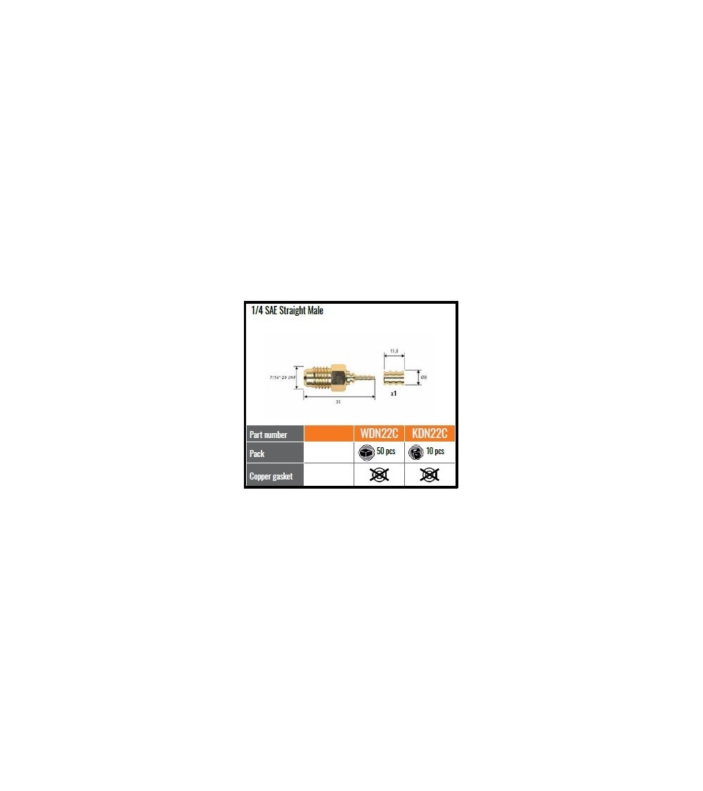 KDN22C  10PZ  RACCORDO 1/4SAE M. DRITTOX DN2