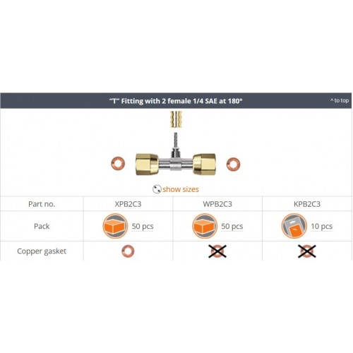 XPB2C3   RACCORDO A  T x 0780CCON 2 ATT.1/4SAE  F. 180°