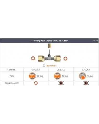 XPB2C3   RACCORDO A  T x 0780CCON 2 ATT.1/4SAE  F. 180°