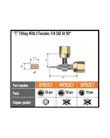 KPB2C7   PZ.10  RACCORDO A T   90°QUADRA 2  A PRESSARE