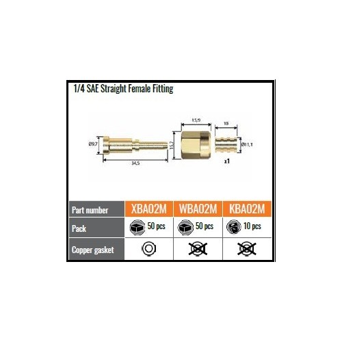 KBA02M PZ.10  RACCORDO DRITTO 1/4 SAE F.A PRESS.X QUADRA 4