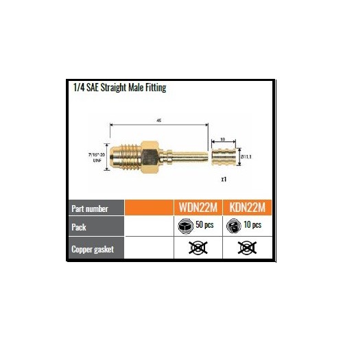 KDN22M PZ.10  RACCORDO 1/4 SAE M DRITTO