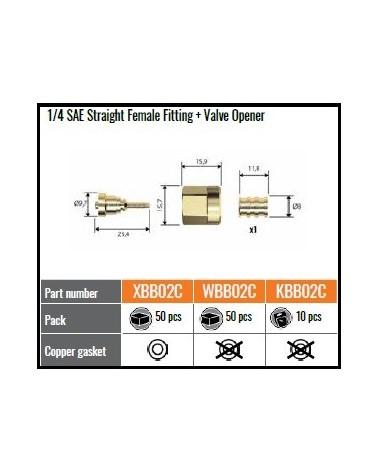 WBB02C RACCORDO DRITTO PRESS. 1/4 SAE F.X QUADRA 2 C/DEPR.