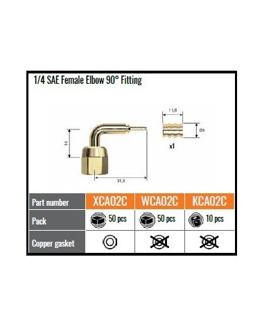 WCA02C RACCORDO PRESS. 90° 1/4 SAE F.X QUADRA 2