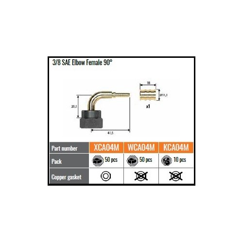 KCA04M PZ.10 RACCORDO 90°  3/8 SAE F.A PRESS.X QUADRA 4