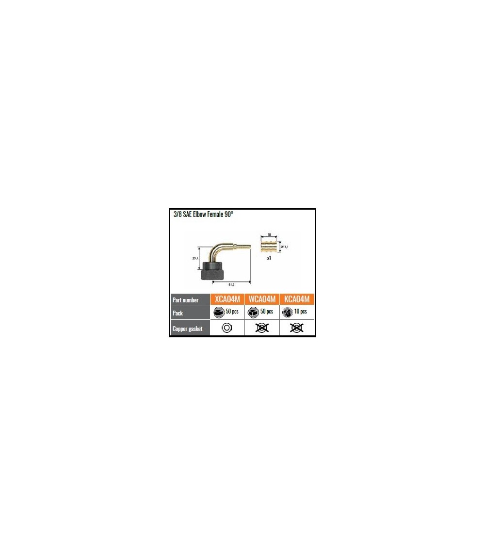 KCA04M PZ.10 RACCORDO 90°  3/8 SAE F.A PRESS.X QUADRA 4