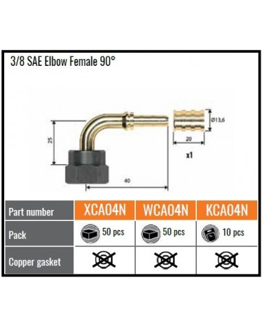 XCA04N   RACCORDO 3/8SAE F. 90°X DN6