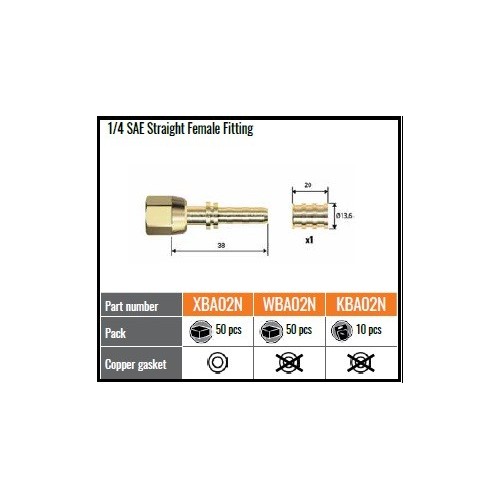 KBA02N PZ.10 RACCORDO DRITTO  1/4 SAE F.A PRESS.X QUADRA 6