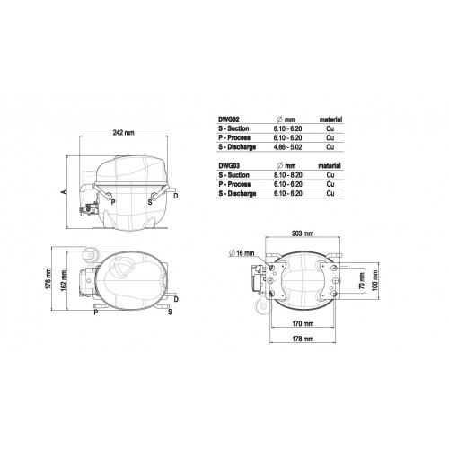 NEK6214Z/SC   COMPRESSORE  R134 CSIR 269JA51M1AJ   220-240V.50HZ.