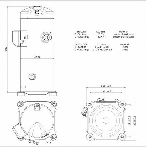 SE6053GS-O  COMPR. SCROLL  302AO0401AA 380-420V. 50HZ   460V 60HZ HP7