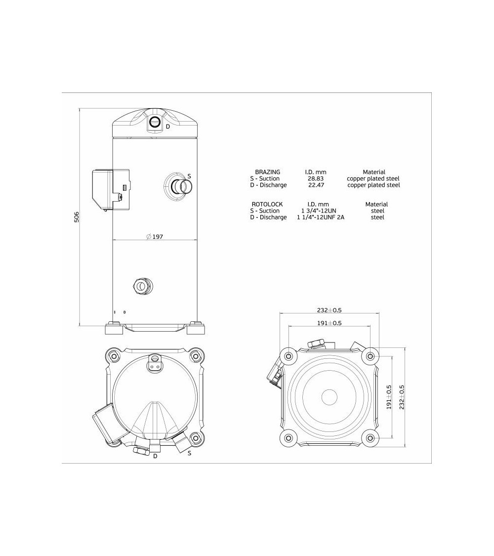 SE6053GS-O  COMPR. SCROLL  302AO0401AA 380-420V. 50HZ   460V 60HZ HP7