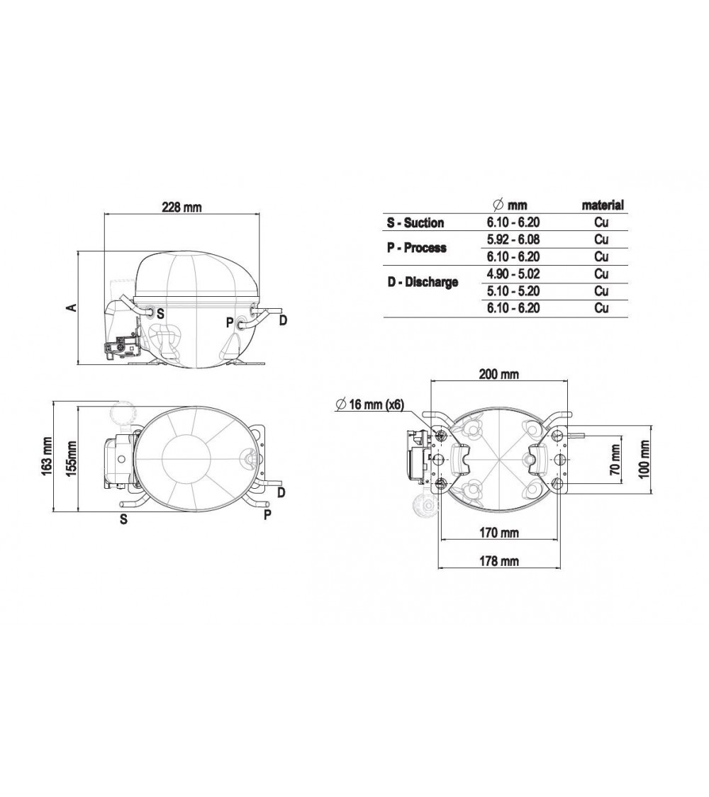 EMC3119U COMPRESSORE R290 220V/50HZ RSCR LBP/MBP