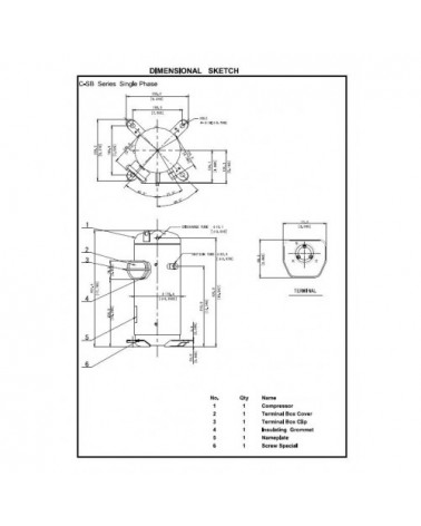 C-SBS180H15A    COMPRESSORE  MONOFASE SCROLL 220/240V.50hz 1ph  5CV