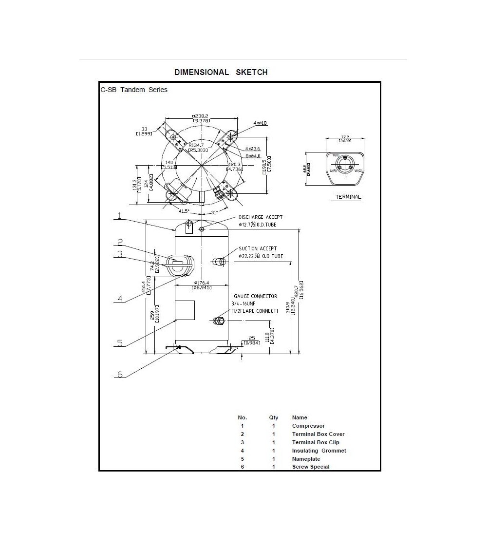 C-SBS180H00B    COMPRESSORE SCROLL R404A