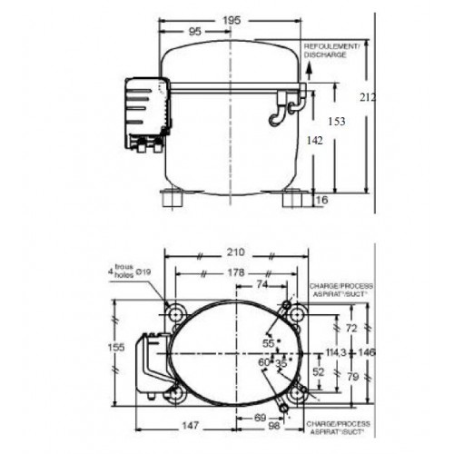 CAE 2417 Z COMPRESSORE R404A 