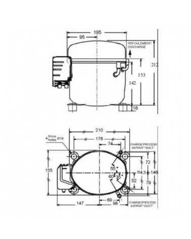 CAE 2417 Z COMPRESSORE R404A 