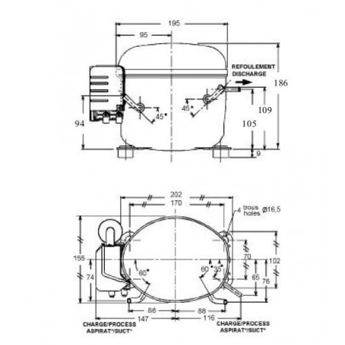 AEZ 4425 Z    COMPRESSORE 1/5 R 404a M/HBP