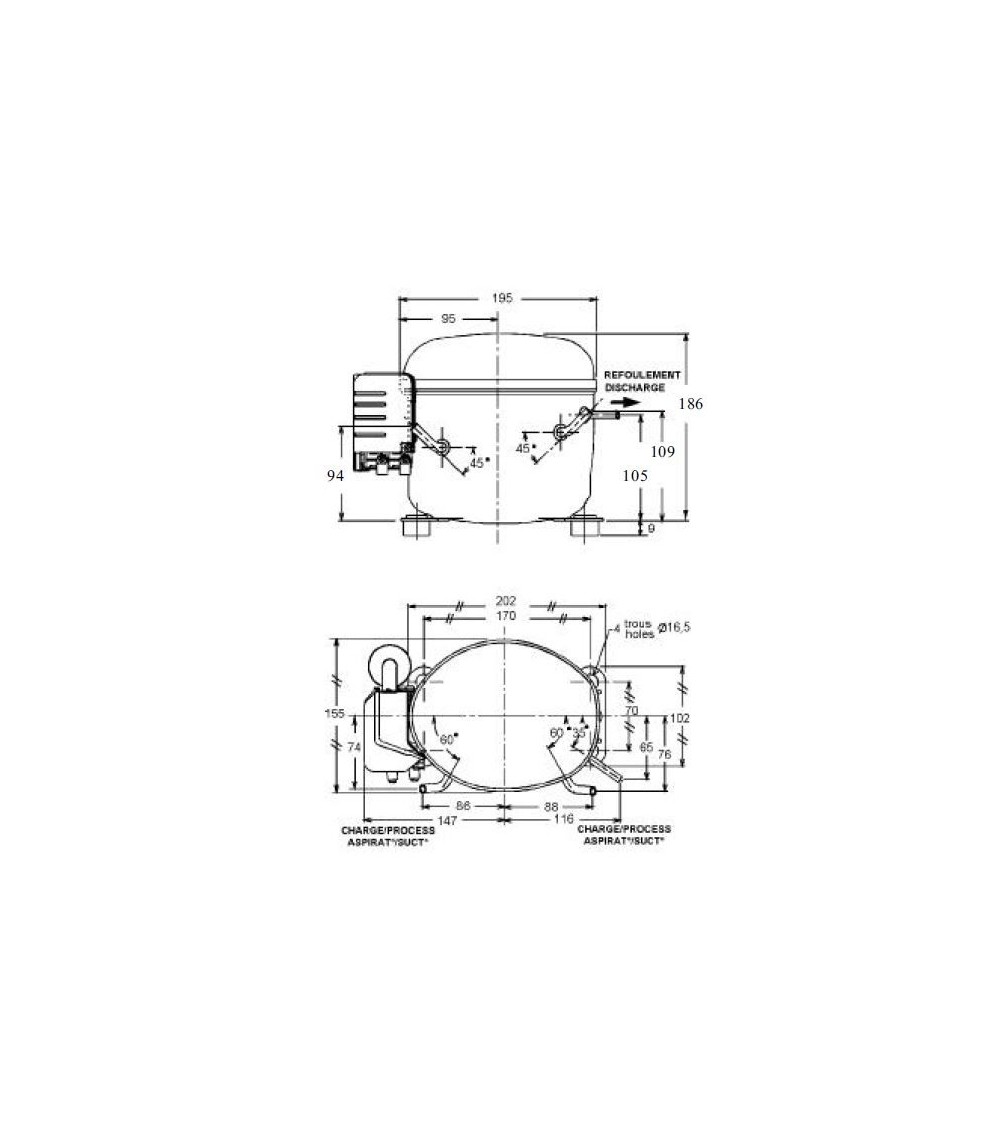 AEZ 4425 Z    COMPRESSORE 1/5 R 404a M/HBP