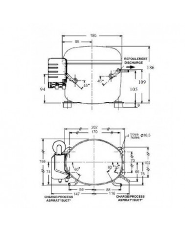 AEZ 4425 Z    COMPRESSORE 1/5 R 404a M/HBP