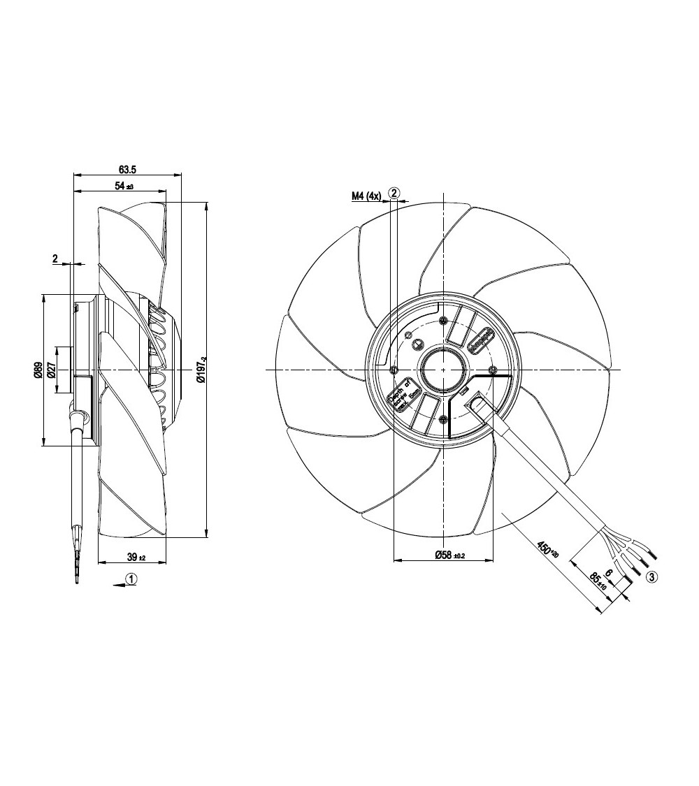 A2E200-AH38-01 D. 200 A.M.    VENTILATOR E  2800 G.