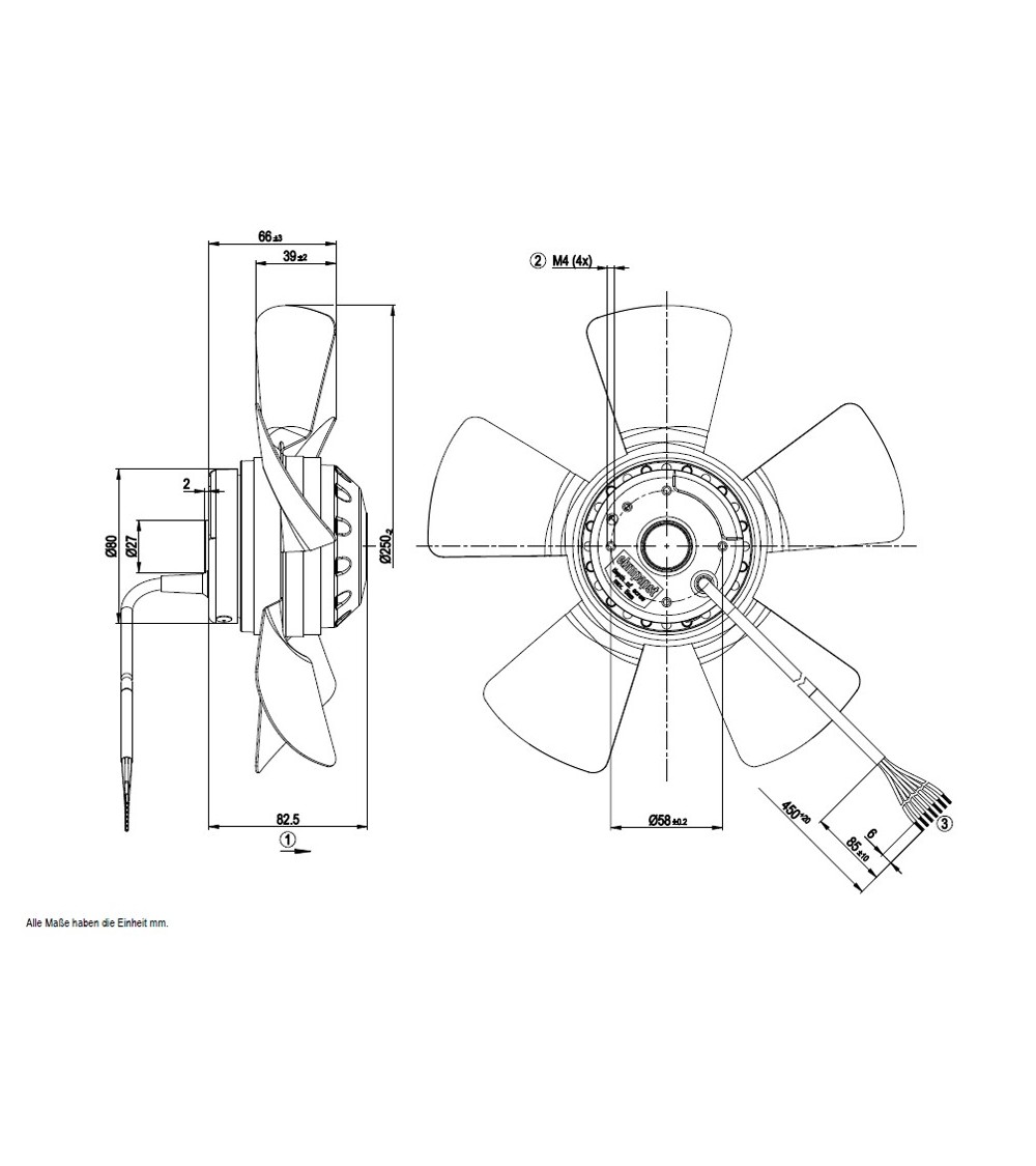 A2D250-AA02-02 D. 250 P.T.  VENTILATORE 2670 GIRI