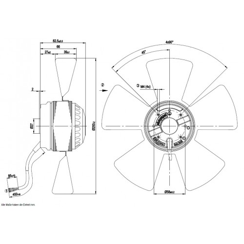 A2E250-AE65-01 D. 250 A.M.    VENTILATOR E  2500 GIRI