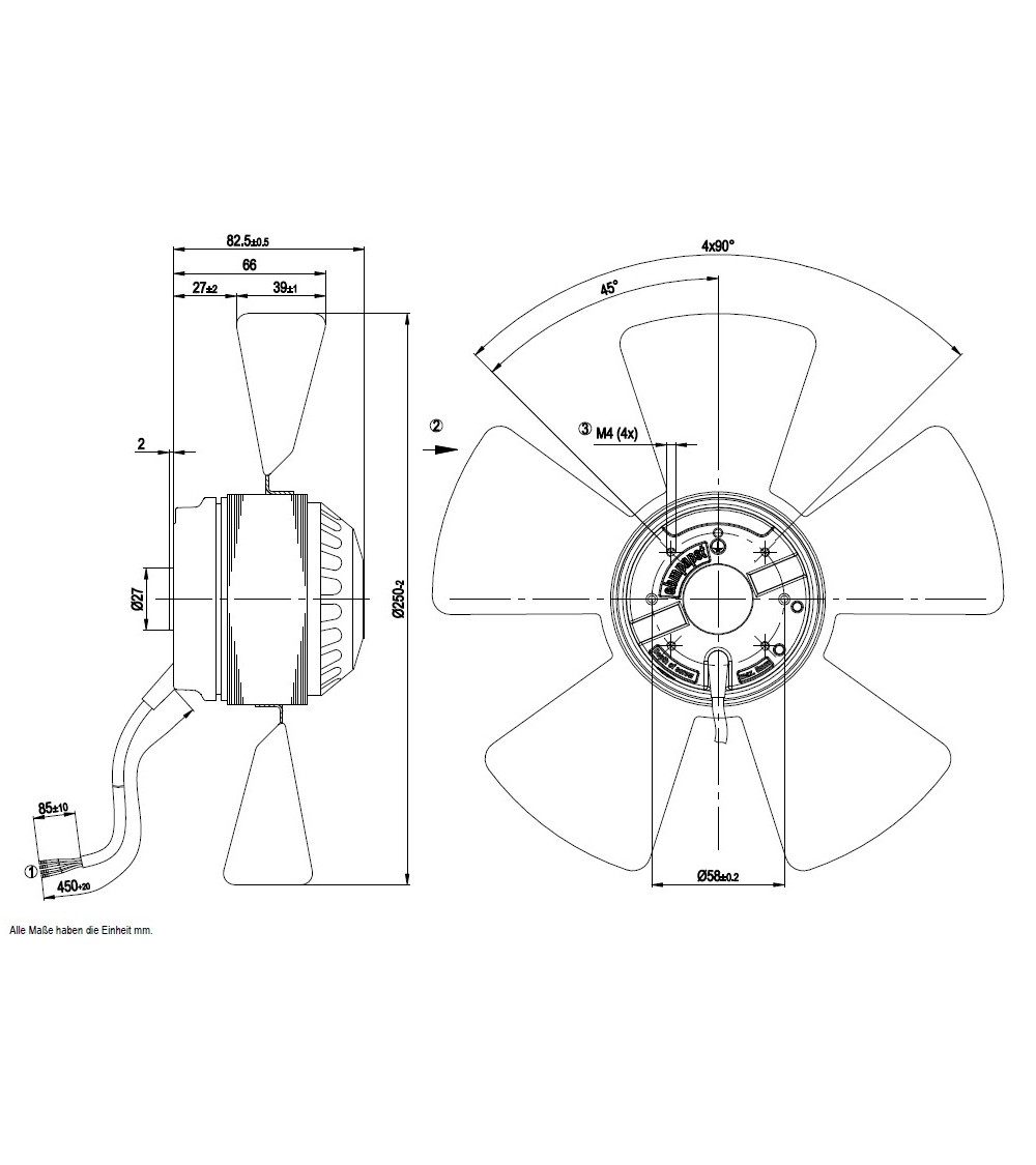 A2E250-AE65-01 D. 250 A.M.    VENTILATOR E  2500 GIRI