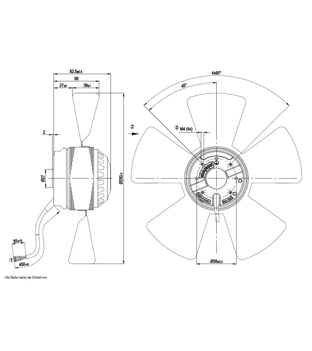 A2E250-AE65-02 D. 250 P.M.  VENTILATORE 2650 GIRI               4MF