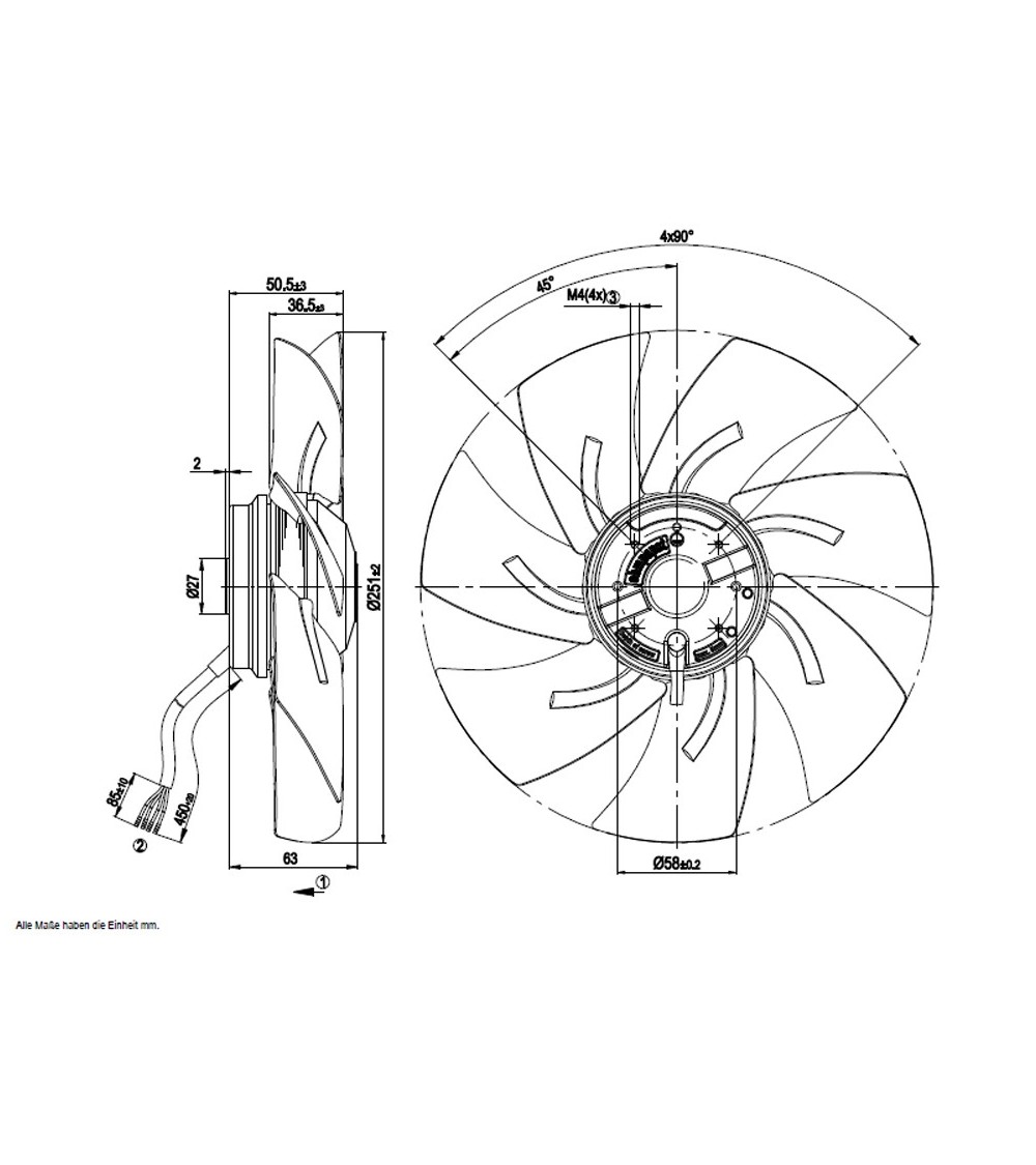 A4E250-AH02-09 D. 250 A.M.VENTILATOR E  1400 GIRI EX AH0201