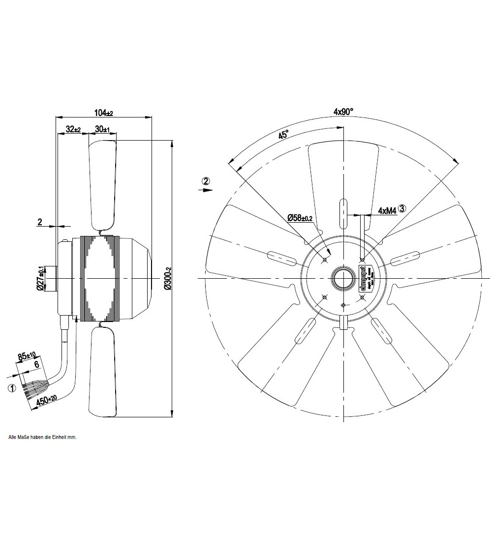 A2D300-AD02-02 D. 300 P.T.    VENTILATOR E  2500 GIRI