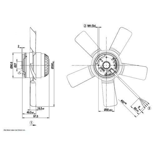 A2E300-AC47-02 D. 300 P.M. VENTILATORE 2500 GIRI   EX A2E300AA0102