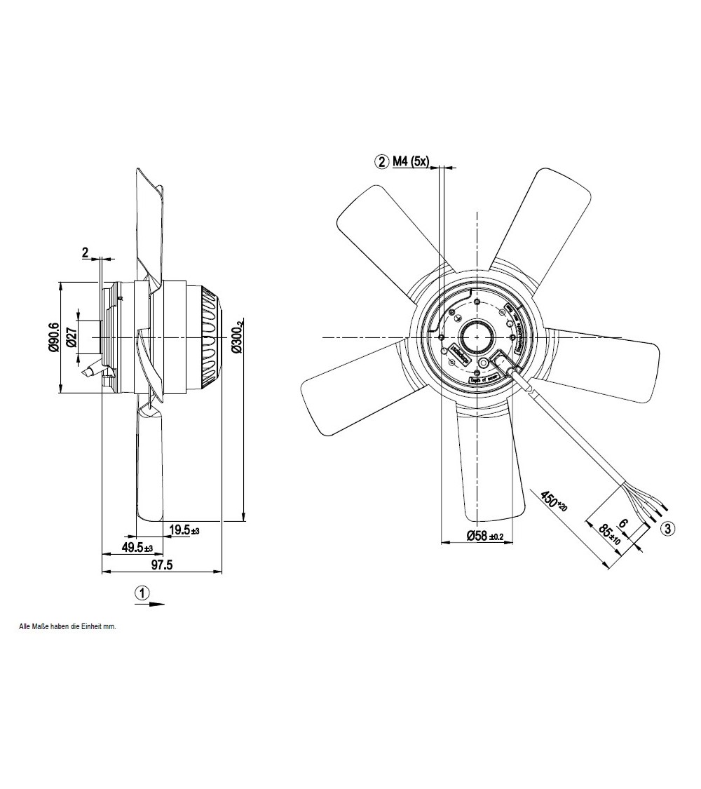 A2E300-AC47-02 D. 300 P.M. VENTILATORE 2500 GIRI   EX A2E300AA0102