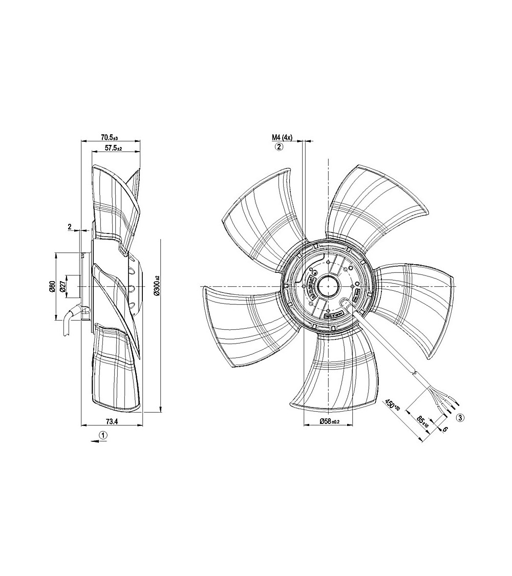 A4E300-AS72-02 D. 300 P.M. VENTILATORE 1400 GIRI  EX  A4E300-AP26-02