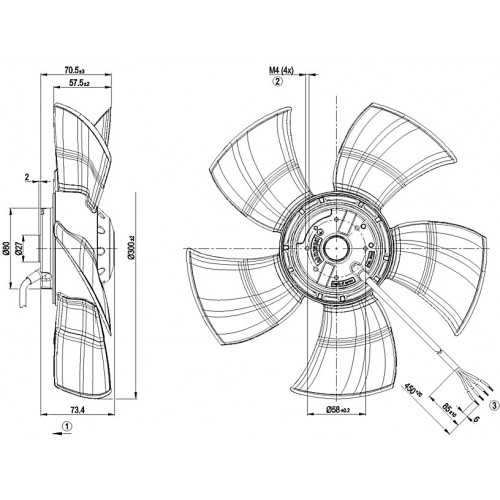 A4E300-AS72-01 D. 300 A.M.  VENTILATORE PALE IN PLASTICA