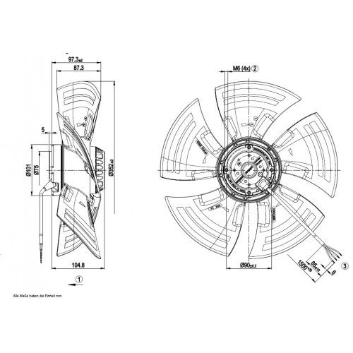 A4E350-AN02-10 D. 350 A.M.    VENTILATOR E 1400  GIRI    A4E350-AP06-10