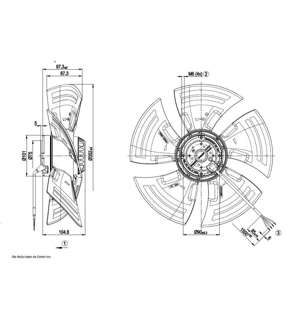 A4E350-AN02-10 D. 350 A.M.    VENTILATOR E 1400  GIRI    A4E350-AP06-10