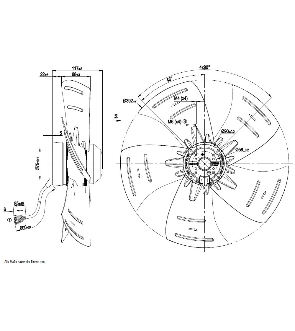 A4D400-AP12-02 D. 400 P.T. VENTILATORE 1400 GIRI