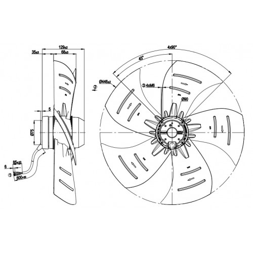 A4E450-AP01-01 D. 450 A.M.  VENTILATORE CL.ISOL.B  1400 GIRI