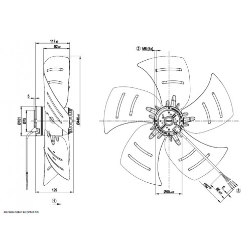 A6E450-AN06-24 D. 450 A.M.  VENTILATORE 900 GIRI 230V.50HZ CAVO 1000