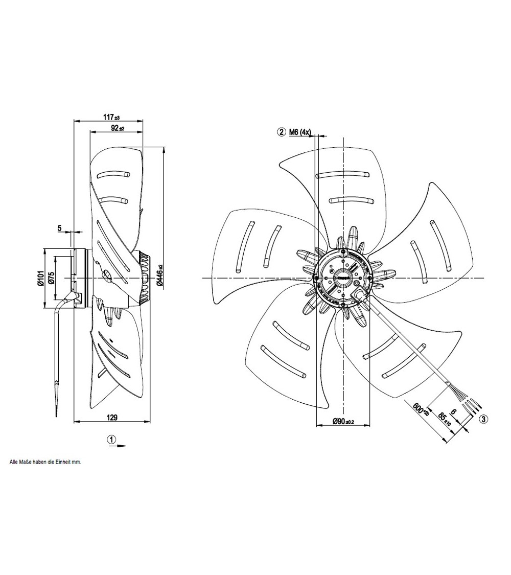 A6E450-AN06-24 D. 450 A.M.  VENTILATORE 900 GIRI 230V.50HZ CAVO 1000