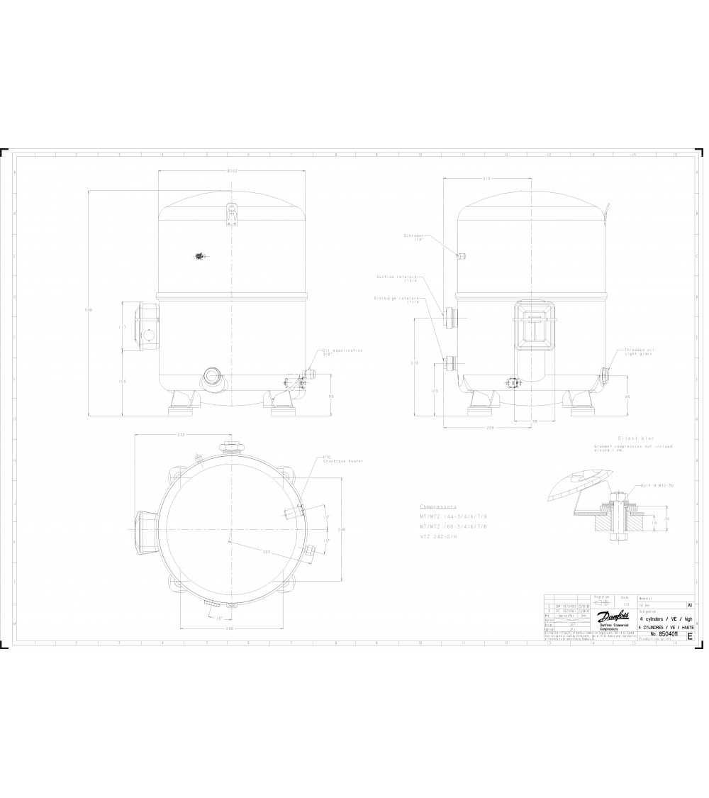 MTZ 144-4VI    COMPRESSORE     380/3/50 C/equil.olio